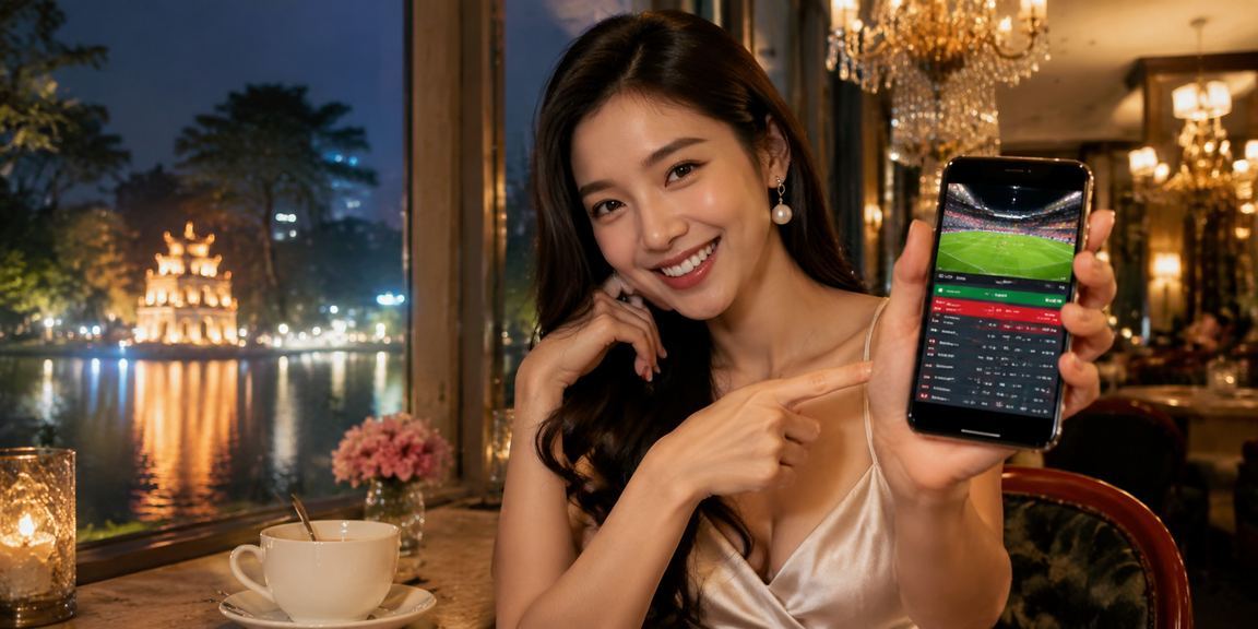 Người dùng Hà Nội truy cập winvn trên điện thoại tại quán cà phê
